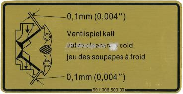 Klebeschild, Ventilspiel