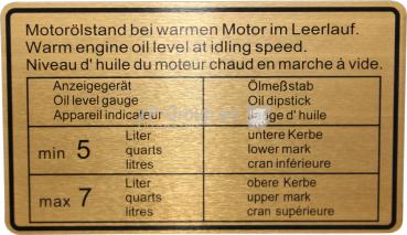 Klebeschild, Motorölstand 911 2,0-2,4 08/69-07/72