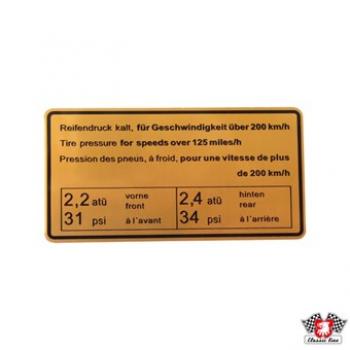 Aufkleber, Reifendruck, 200 km/h