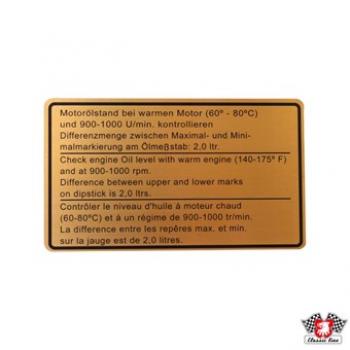 Klebeschild, Motorölstand