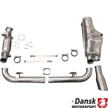 Schalldämpfersatz mit Cuprohr, Einzelendrohr, ohne Wärmetauscher, Edelstahl mit poliertem Schalldämpfer hinten, ohne TÜV