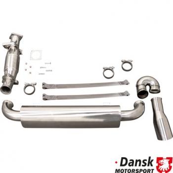 Schalldämpfersatz mit G-Rohr als Ersatz für Auspuffkasten, Einzelendrohr und ohne Wärmetauschern, komplett, Edelstahl mit poliertem Schalldämpfer hinten, ohne TÜV