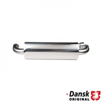 Sportschalldämpfer mit 2 Ausgängen und Block-Off Möglichkeit an einer Seite,  Edelstahl, poliert. Mit TÜV