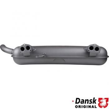 Preview: Schalldämpfer hinten, Stärke 1,5 mm, Stahl, Ein- und Auslassrohre aus Edelstahl, hitzebeständige Farbe