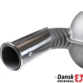 Preview: Schalldämpfer hinten mit gefaltetem Endrohr und Ø57 mm flachgewalztem Rohrende