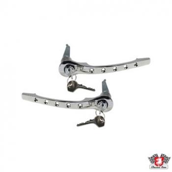 Türgriffsatz mit Löcher, Chrom, links/rechts, mit Schliesszylinder und Schlüssel