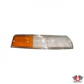 Blinkleuchteglas, EU, Chromrand, weiß/gelb, rechts, mit E-Marke