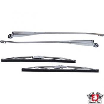 Scheibenwischersatz mit Wischerarmen und -blättern, Edelstahl, poliert, links/rechts