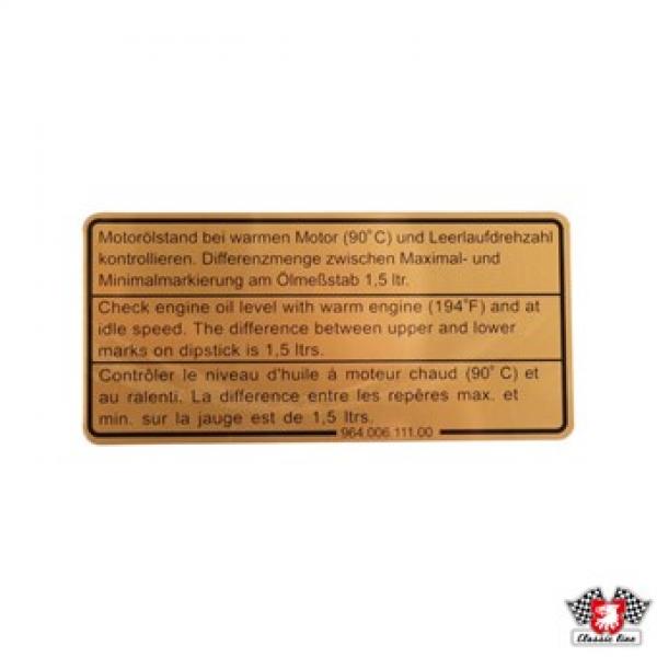 Klebeschild, Motorölstand
