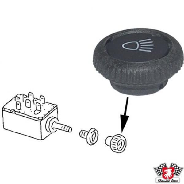 Knopf für Scheinwerferschalter einschließlich Einsatz, schwarz